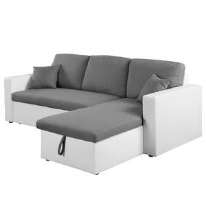 Ecksofa Coventry II Kunstleder/Webstoff - Grau / Weiß