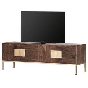 Tv-meubel Lyss I massief acaciahout/metaal - bruin acaciahout/messingkleurig
