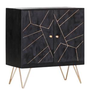 Commode Towa II Acacia massif / Métal - Noir / Or