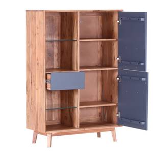 Highboard Kadena II Akazie teilmassiv - Anthrazit / Akazie natur