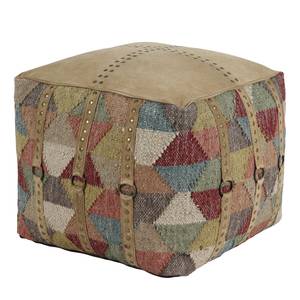 Pouf Union Cuir / Fibres de chanvre - Marron / Multicolore