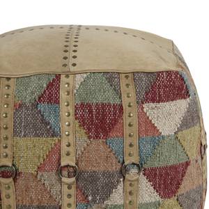 Pouf Union Cuir / Fibres de chanvre - Marron / Multicolore