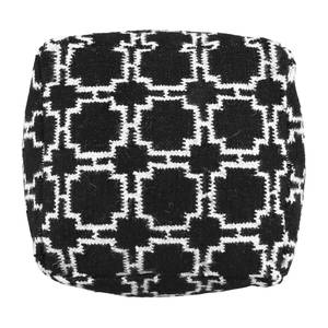 Pouf Cross Motif Coton - Noir / Blanc