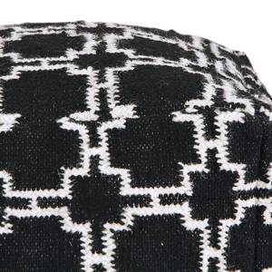 Pouf Cross Motif Coton - Noir / Blanc