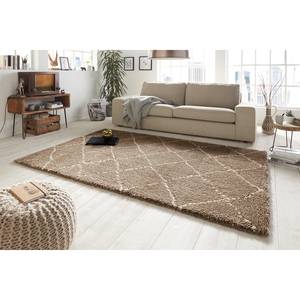 Tapis épais Hash Fibres synthétiques - Marron clair / Crème - 160 x 230 cm