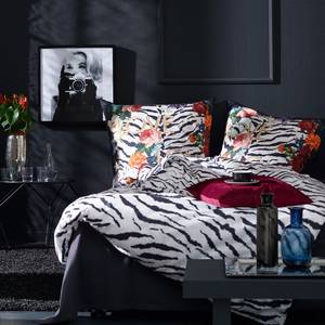 Beddengoed Johnny katoen - wit/zwart - 155x220cm + kussen 80x80cm