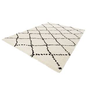Hoogpolig vloerkleed Hash kunstvezels - Crèmekleurig/zwart - 80 x 150 cm