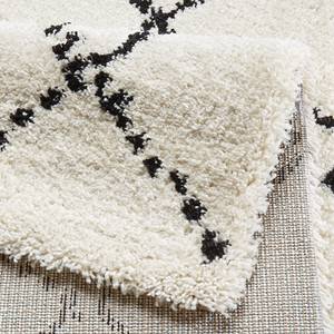 Hoogpolig vloerkleed Hash kunstvezels - Crèmekleurig/zwart - 120 x 170 cm