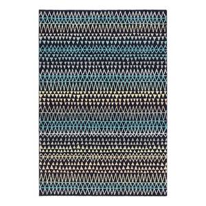 Laagpolig vloerkleed Scandinavian kunstvezels - Zwart/donkerblauw - 80 x 150 cm