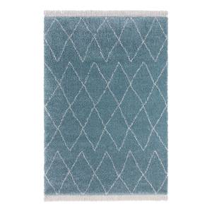 Hoogpolig vloerkleed Jade Fringe kunstvezels - Blauw grijs - 80 x 150 cm