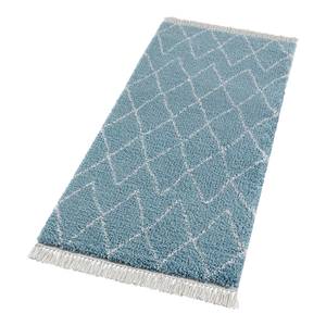 Tapis de couloir Jade Fringe Fibres synthétiques - Bleu Gris