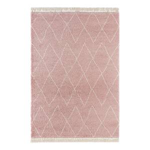 Hoogpolig vloerkleed Jade Fringe kunstvezels - Roze - 80 x 150 cm