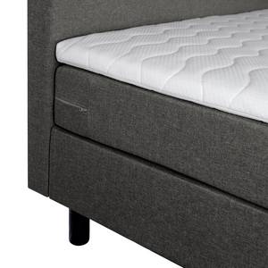 Lit boxspring Joiselle Surmatelas inclus - Tissu - Anthracite - 180 x 200cm