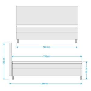 Lit boxspring Joiselle Surmatelas inclus - Tissu - Anthracite - 180 x 200cm