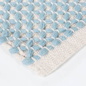 Tapis en laine Skive Coton / Laine - Bleu clair - 65 x 130 cm