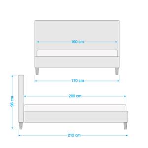 Bed LINDHOLM - hoogte 96 cm Grijs - 160 x 200cm