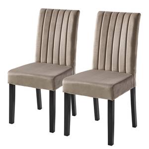 Gestoffeerde stoelen Filot (set van 2) Fluweel/massief rubberboomhout - Taupe
