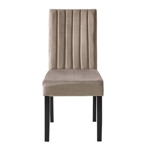 Gestoffeerde stoelen Filot (set van 2) Fluweel/massief rubberboomhout - Taupe