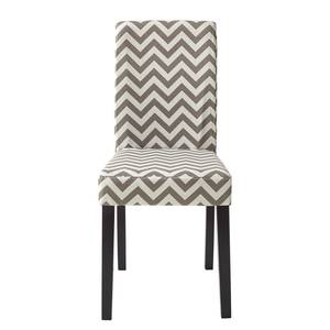 Chaises capitonnées Nella (lot de 2) Tissu / Pin massif - motif gris / Pin