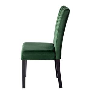 Chaises capitonnées Filot (lot de 2) Velours / Hévéa massif - Vert foncé