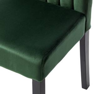 Chaises capitonnées Filot (lot de 2) Velours / Hévéa massif - Vert foncé