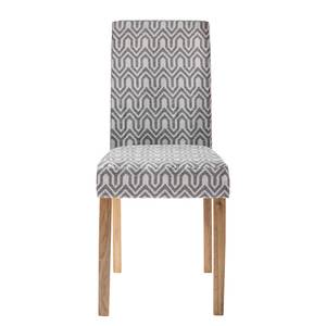 Chaise capitonnée Nella III Tissu / Chêne massif - Gris / Chêne - Lot de 2