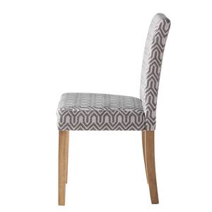 Gestoffeerde stoel Nella III Geweven stof/massief eikenhout - grijs/eikenhout - 2-delige set
