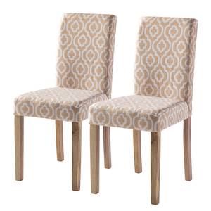 Chaises capitonnées Nella (lot de 2) Tissu / Chêne massif - Beige / Chêne