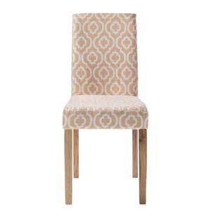 Chaises capitonnées Nella (lot de 2) Tissu / Chêne massif - Beige / Chêne