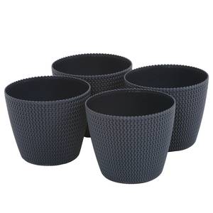 Cache-pots Loop (lot de 4) Matière plastique - Anthracite