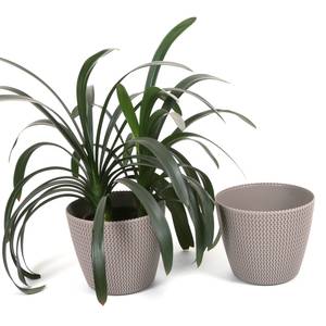 Plantenbakken Loop (set van 2) kunststof - Taupe - Diameter: 30 cm