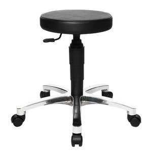 Tabouret de bureau Tec 70 Imitation cuir - Chrome - Noir