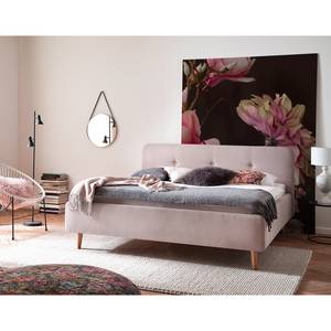 Gestoffeerd bed Jolin geweven stof - Oud pink - 180 x 200cm