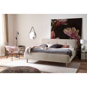 Gestoffeerd bed Jolin geweven stof - Beige - 160 x 200cm