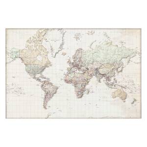 Afbeelding Wereldkaart Vintage papier/MDF - kaki
