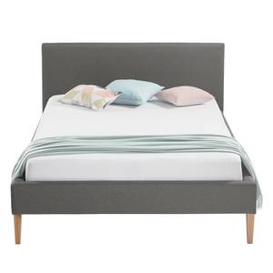 Gestoffeerd bed Nowra Geweven stof - Grijs - 140 x 200cm