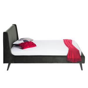 Letto imbottito Limmer Tessuto effetto velluto - Grigio pietra - 160 x 200cm