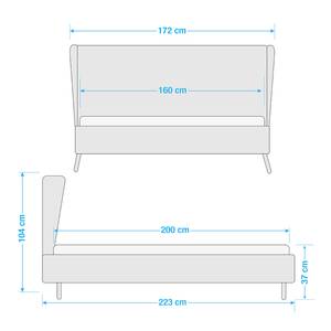 Letto imbottito Limmer Tessuto effetto velluto - Grigio pietra - 160 x 200cm