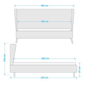 Gestoffeerd bed Limmer geweven stof in fluwelen look - Steengrijs - 180 x 200cm