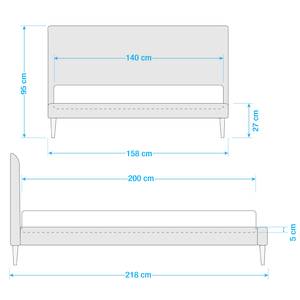 Gestoffeerd bed Eden Hill Geweven stof - Grijs - 140 x 200cm