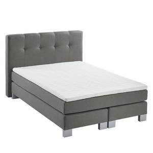 Boxspringbett Royal Night Webstoff inkl. Topper - Rauchgrau - 140 x 200cm - Kein Bettkasten