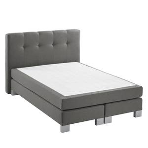 Boxspringbett Royal Night Webstoff inkl. Topper - Rauchgrau - 140 x 200cm - Kein Bettkasten