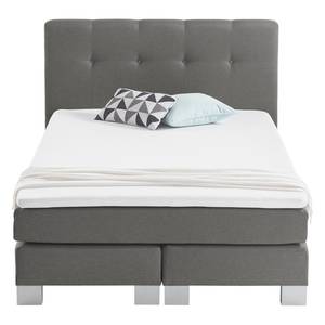 Boxspringbett Royal Night Webstoff inkl. Topper - Rauchgrau - 140 x 200cm - Kein Bettkasten