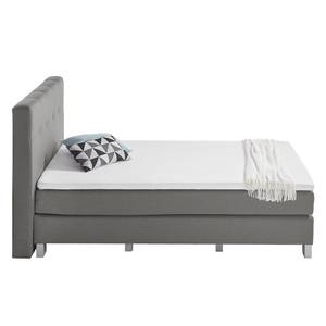 Boxspringbett Royal Night Webstoff inkl. Topper - Rauchgrau - 140 x 200cm - Kein Bettkasten