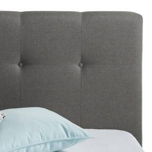 Boxspringbett Royal Night Webstoff inkl. Topper - Rauchgrau - 140 x 200cm - Kein Bettkasten