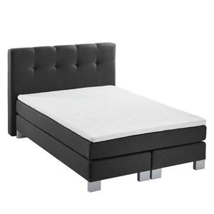 Boxspring Royal Night geweven stof - Leisteengrijs - 140 x 200cm - Geen opbergruimte