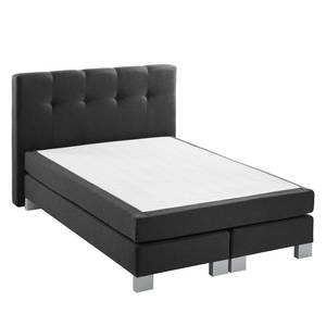 Boxspringbett Royal Night Webstoff inkl. Topper - Schiefergrau - 140 x 200cm - Kein Bettkasten