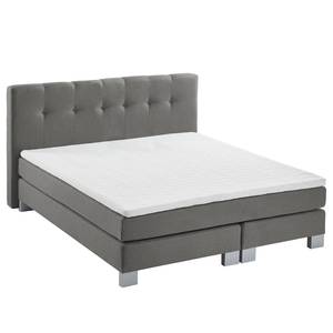 Boxspringbett Royal Night Webstoff inkl. Topper - Rauchgrau - 180 x 200cm - Kein Bettkasten