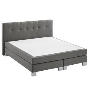 Lit boxspring Royal Night Tissu - Gris fumé - 180 x 200cm - Pas de tiroir de lit