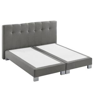 Boxspringbett Royal Night Webstoff inkl. Topper - Rauchgrau - 180 x 200cm - Kein Bettkasten